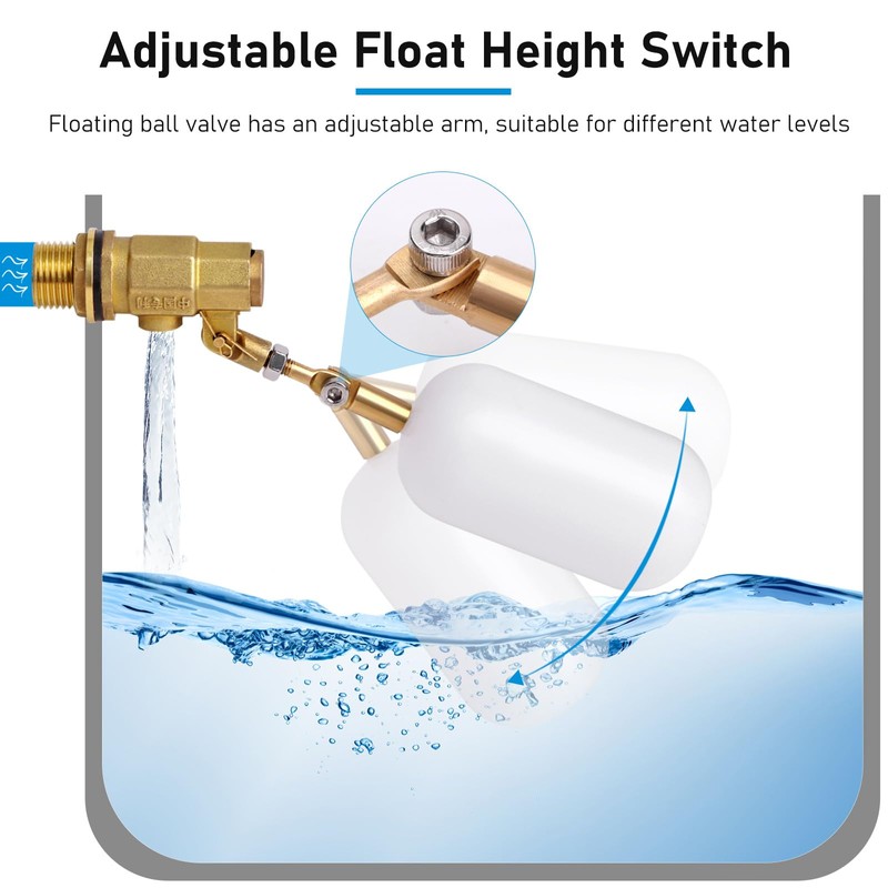 MUALROUS 1/2 Inch Brass Valve with Plastic Float Water Float