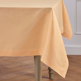 Solino Home Linen Tablecloth – 100% Pure Linen Peach Tablecloth 60 x 90 Inch – Machine Washable Rectangle Tablecloth – Fete
