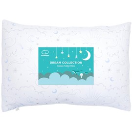 LittleHippo Toddler Pillow (13x18) with Bamboo (Viscose) Pillowcase - Hypoallergenic Pillow for Sleeping, Kids Pillow, Travel Pillow, Mini Pillow, Nursery Pillow, Toddler Bed Pillow (Celestial)