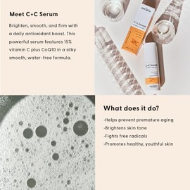 Stratia Suero de vitamina C C+C, fórmula 15% potente con 10% ácido L-ascórbico para una piel brillante y de tono uniforme, no irritante, crema facial 