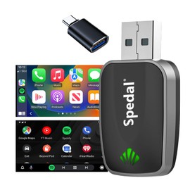 【2025 Newest Mini Wireless Adapter】Spedal 2in1 CarPlay & Android Auto Wireless Adapter Wireless CarPlay & Android Auto for Existing Wired CarPlay/Android Auto Equipped Cars Plug & Play Automatic