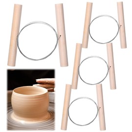 4Pcs Wire Clay Cutter Set, Wooden Handle Pottery Tools for Clay Sculpting, Ceramic Art Modelling Dough Cheese Cutting DIY Craft Tools