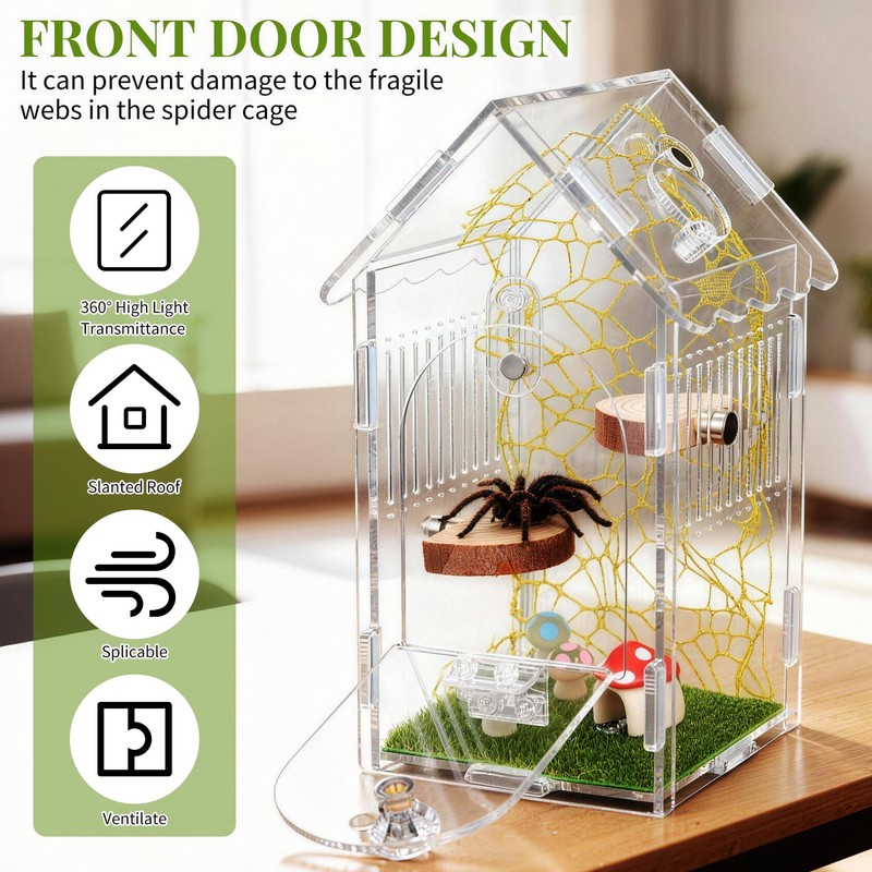 Hysagtek Jumping Spider Enclosure, Acrylic Arboreal Tarantula Enclosure Small Reptile