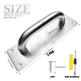 WZYTEU Pack of 2 Barn Door Handle, Stainless Steel Gate Handle for Barn Doors, Gates, Garages, Cabinets, Sliding Doors, Garden Door, Shed Door with 8 Screws and Screwdriver