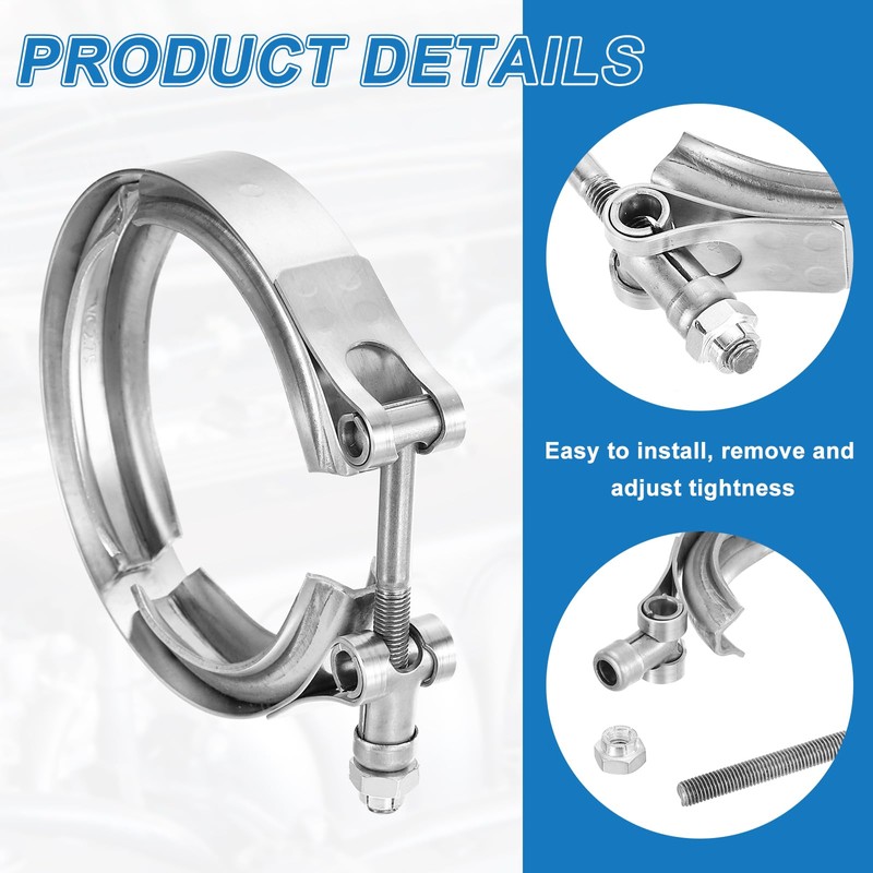 sourcing map 4" V Band Clamp 304 Stainless Steel for