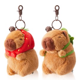 BOFYTR Set of 2 Capybara Plush Keychains – Soft Cute Capybara Keyrings for Bags, Keys & Accessories – Lightweight Plush Toys Gift for Girls & Animal Lovers