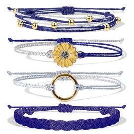 choice of all Cute Bracelets Sunflower Bracelet Boho Surfer Friendship Bracelet Adjustable String Blue Bracelet for Women Trendy Jewelry Gifts