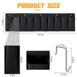 AICEL RV Shoe Storage, 10 Pockets RV Shoe Organizer, Hanging Bedside Storage Pockets for Shoes, Toys and Tools, Length 44 Inches/3.7 Ft, Hanging Shoe Holder with Hooks, Car Accessories (Black)