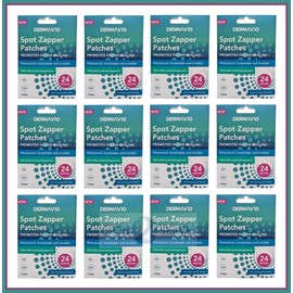 12 Packs – Derma V10 Spot Zapper Patches, Hydrocolloid for Faster Healing of Blemishes, Pimples & Clogged Pores, Waterproof, Breathable, Long-Lasting, Invisible, 2 Sizes (24 Patches Per Pack)
