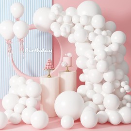 142 White Balloons Different Size 18" 12" 10" 5" Garland Arch Party Latex Balloons Birthday Party Wedding Anniversary Baby Shower Party Decorations LILYZHENG