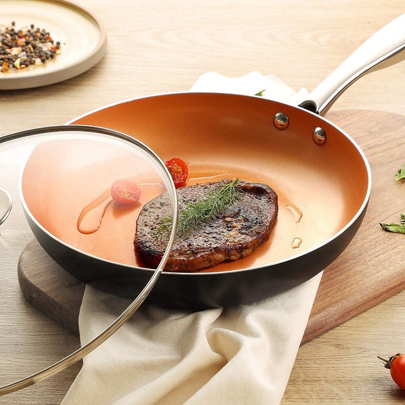 MICHELANGELO Frying Pan with Lid, Nonstick 8 Inch Frying Pan