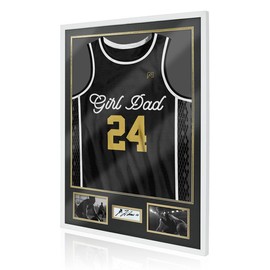 WOOPASER High-quality jersey display frame-Wooden -Jersey Storage Rack;HDPlexiglas, with Photo and SignatureDisplays, Wall or TabletopDisplay;Pure White ；Box display shelf