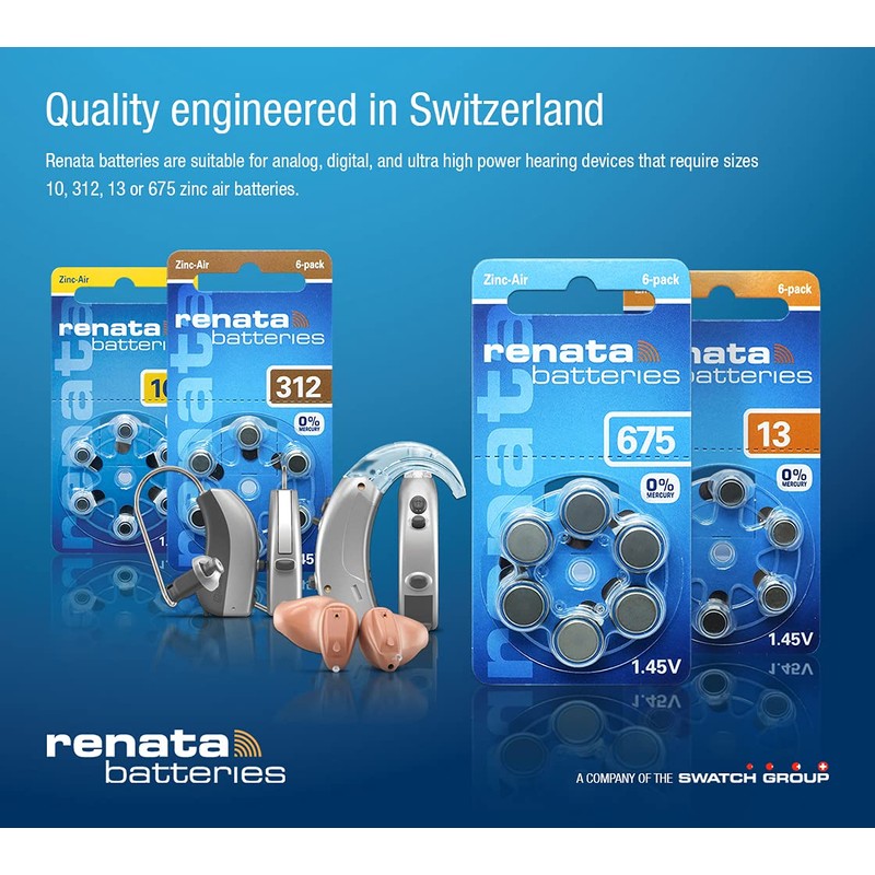 60 Renata Maratone Hearing Aid Batteries Size: 675