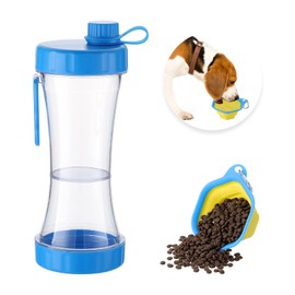 INKPET Dog Water Bottle, Portable Pet Water Bottle with Food Container, Leak Proof Portable Puppy Water Dispenser with Drinking Feeder for Outdoor Walking, Hiking,Travel