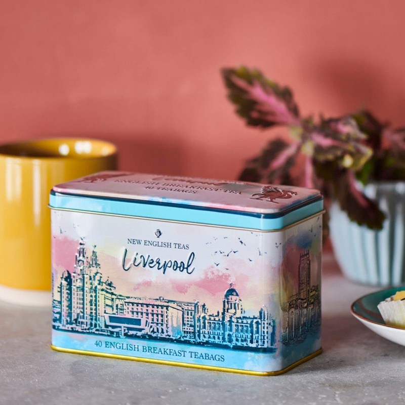 New English Teas Liverpool Gifts Tea Caddy with 40 English