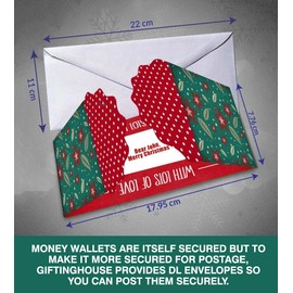 Christmas Money Wallets for Cash Gifts - 4/12/24 Greeting Cards Pack envelopes - Cash Gifts for Xmas Luxury, eco-Friendly for Family, Friends by Giftinghouse