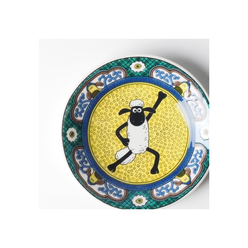Kutani Yakiwata, "Kutaniyaki" Shaun the Sheep, Small Plate, Yoshidaya Art