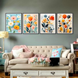 cewlonp 4 Pack Paint by Number for Adults-Adults Paint by Numbers Flowers,Easy Canvas Adults Paint by Numbers for Gift Home Wall Decor(4 Pack,12x16inch)