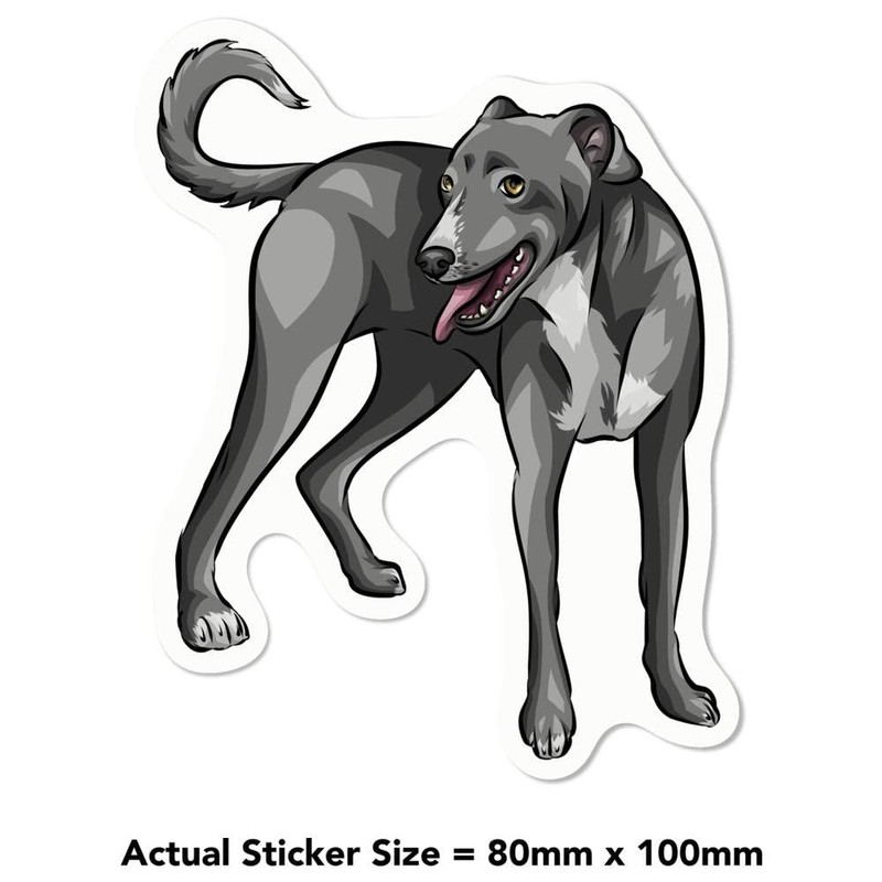 Medium 100mm 'Lurcher' Permanent Sticker Decal for Cars/Windows/Bins/Walls etc (DW00057118)