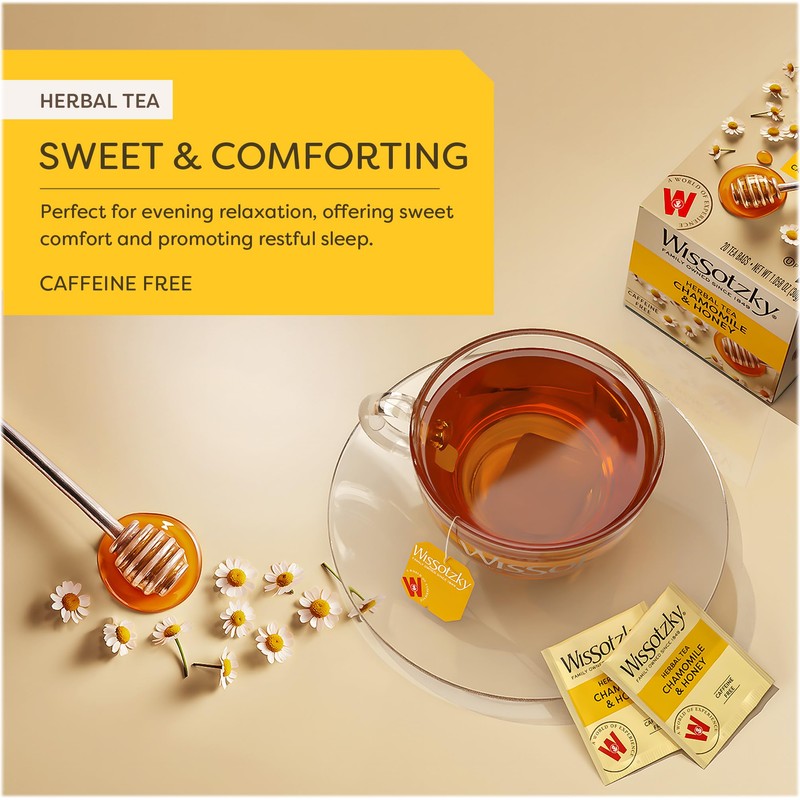 Wissotzky Chamomile & Honey Herbal Tea, (3 Pack - 60