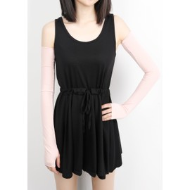 Women Stretchy Long Sleeve Fingerless Gloves (Light Pink)