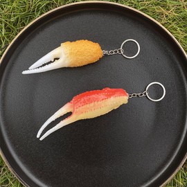 GVRGO Cute Keychain, Simulated Imitation Food Keychains Creative Keyring Novelty Fun Gift for Purse Handbag Car Accessories Funny Stuff- Crab Pincer of 4