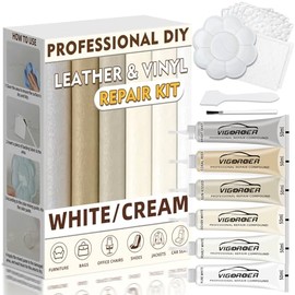 Kit de reparación de cuero en crema Vigorder para muebles, kit de reparación de vinilo para interior de coche, sofá, chaqueta, bolso – instrucciones s