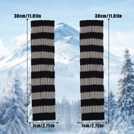 Suxgumoe Women Arm Warmers, Knitted Long Sleeve Fingerless Gloves Mittens Winter Wrist Warmers with Thumb Hole for Ladies Girls (C Black+Grey)