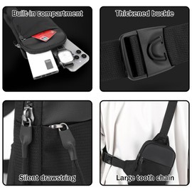 Sling Chest Crossbody Bag, Shoulder Bag, Shoulder Bag, Shoulder Bag, Chest Bag with Adjustable Shoulder Strap, Crossbody Shoulder Bag for Travel, Hiking, Cycling, Camping, Outdoor Sports, black