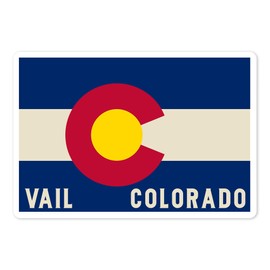 Die Cut Sticker Vail, Colorado, Colorado State Flag, Vinyl Sticker, (Waterproof Decal for Cars, Water Bottles, Laptops, Coolers), Large