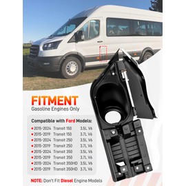 Fuel Filler Door Housing Pocket Hinge Gas Door with White Cover Compatible with 2015-2024 Ford Transit 150 250 350 350HD 3.5L 3.7L V6, Fuel Gas Tank Filler Pip Replace# CK4Z-5427936-A CK4Z5427936J