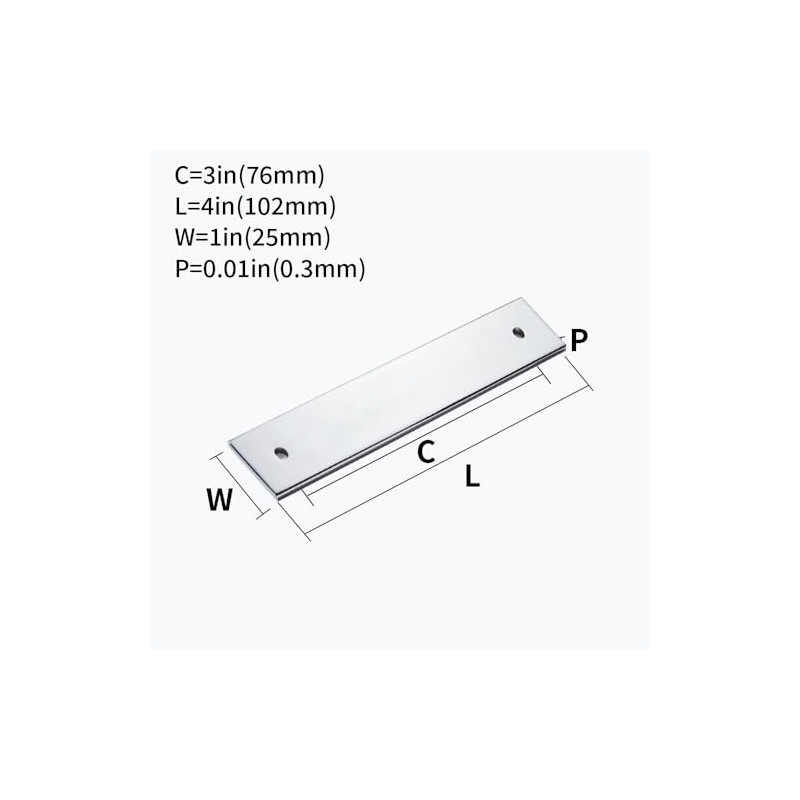 khtumeware 5 Pack 4" Square Backplate 3" 76mm Center-Center, Polished