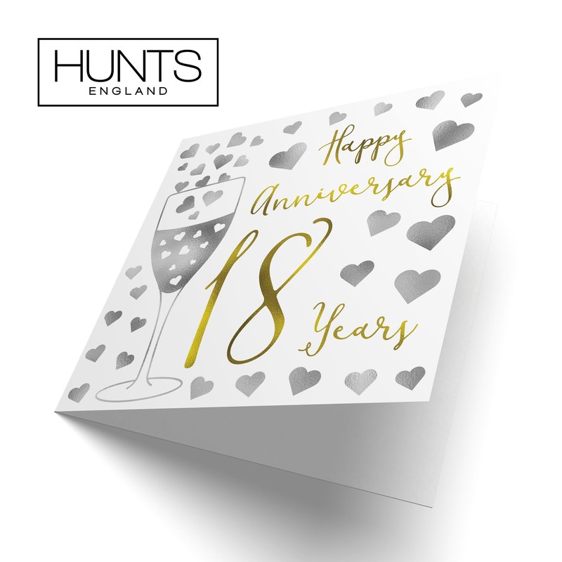 Hunts England - 18th Wedding Anniversary Card - Happy Anniversary