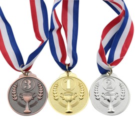 JCBIZ 3pcs Zinc Alloy Digital Medal 2" 3 Colors (Gold Silver Bronze) Award Medals for Competitions, Games and Parties