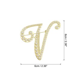 PATIKIL Letter Brooch Pins, Pearl Initial Alphabet V Letter Lapel Badges Pin for Women Men Girl Wife Suits Clothes Dress Bouquet Coat Hat Bag Craft Party, Gold Tone