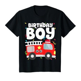 Kids Birthday Boy Fire Truck Firefighter Birthday Crew T-Shirt