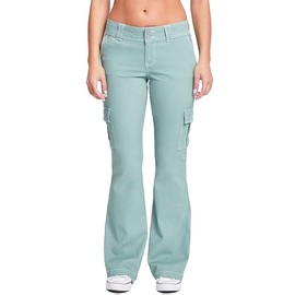 YMI Jeans Women's 2 Button Low Rise Cargo Flare Pants, Jasmine, 13