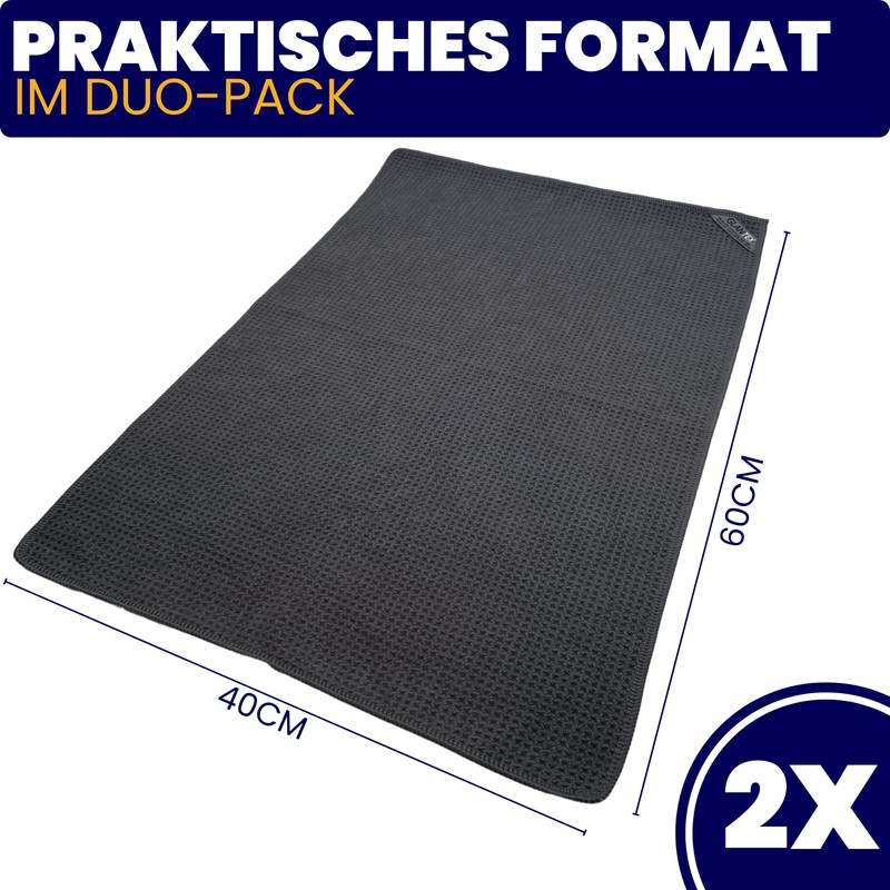 GLANTEX 4 x Waffle Towels - Premium Microfibre Drying Cloth