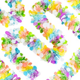 Guirnalda de oropel de Pascua de 50 pies, guirnalda colorida de oropel con confeti, serpentinas giratorias para puerta de árbol, escaleras, decoración de mantel, suministros de fiesta colgantes