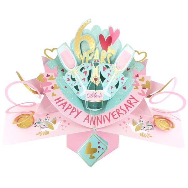 6 Years Happy 6th Anniversary Pop-Up Greeting Card Love Kate's