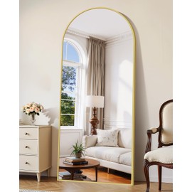 InfiniGlass 71"x30" Arched Full Length Mirror, Large Floor Mirror with Aluminum Alloy Frame Standing Hanging or Leaning Wall-Mounted Mirror, Vanity Mirror for Living Room and Bedroom,Gold