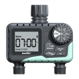 RAINPOINT Water Timer for Garden Hose - 2 Zone Sprinkler Timer with Rain Delay/Manual Watering/Automatic Irrigation for Yard Lawn