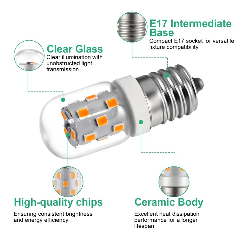 KEIVO LED Microwave Light Bulbs Under Hood, 3W 380LM, E17