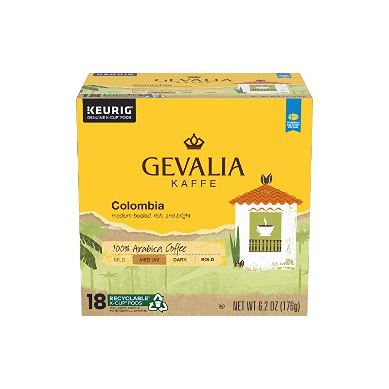 Gevalia Colombia Blend Medium Roast K-Cup Coffee Pods (18 Pods)