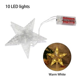 Christmas Tree Decoration, Christmas Tree Topper with 10 LEDs with Power Plug - 16 x 16 cm, Luminous Christmas Tree Pentagram, Christmas Tree Star Topper (Warm White Light, 16 x 16 cm)