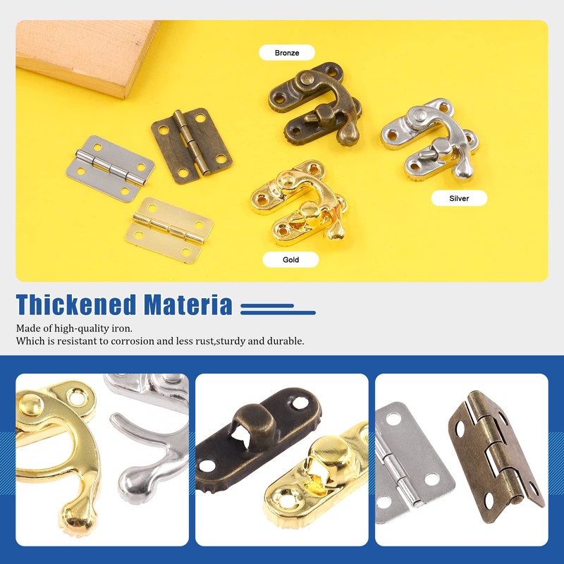 Glarks 20 Sets Antique Right Latch Hook Hasp Horn Lock