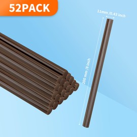 MATUFF Brown hot Glue Stick Full Size 0.43” Dia x 8” Long, 52 pcs Hot melt Adhesive Glue Sticks, Colored Glue Gun Sticks for Christmas Decoration DIY Crafts Arts School Home Gluing Project