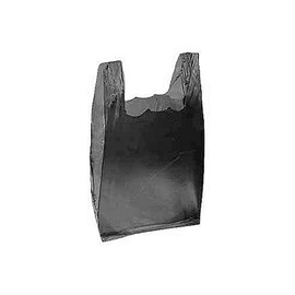 Small Black Plastic T-Shirt Bags - 8” x 5” x 16” - Case of 2000