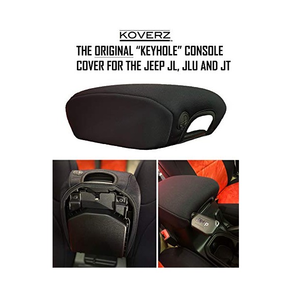 Koverz Neoprene Center Console Cover Armrest Pad with Keyhole for