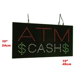 ATM Cash Sign 19", TOPKING Signage, LED Neon Open, Store, Window, Shop, Business, Display, Grand Opening Gift